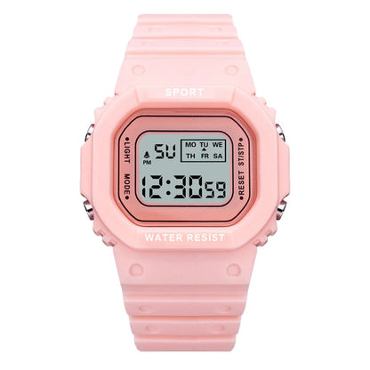 Sports Watch Girls Student LED Electronic Watch Colorful Women Square Digital Watches Waterproof Rubber Clock