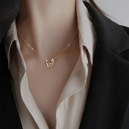 Silver Butterfly Pendant Necklace Trendy Women’s Jewelry