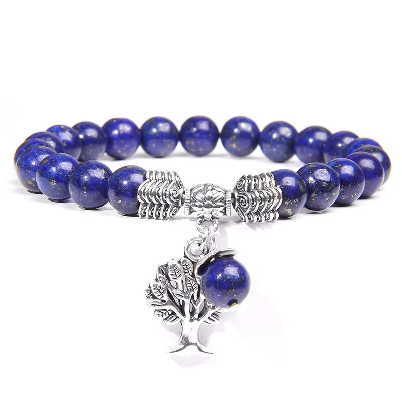 Tree Of Life Charm Bracelet Tiger Eye Natural Stone Beads Bangles Elastic Bracelets For Women Men Jewelry