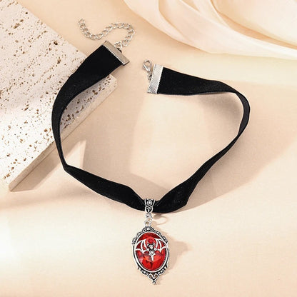 Cameo Pendant Choker Velvet Necklace for Women Fashion Pagan Witchcraft Jewelry Girls Gifts Creative Punk Choker