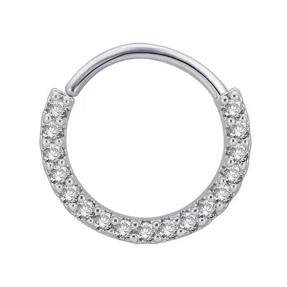 Cubic Zircon Fake Nose Ring for Women Stainless Steel Round Cartilage Tragus Helix Ear Nose Piercing Falso Nariz Body Jewelry