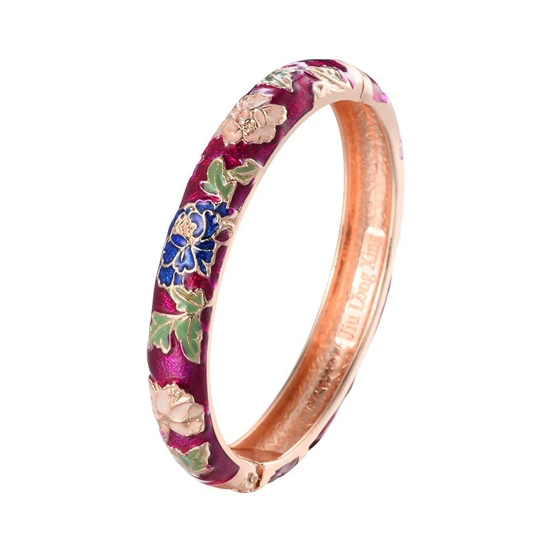 Women’s Enameled Flower Bracelet African Indian Chinese Jewelry