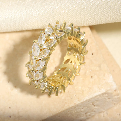 Classic CZ Engagement Ring Gold Plated Luxury Jewelry for Women