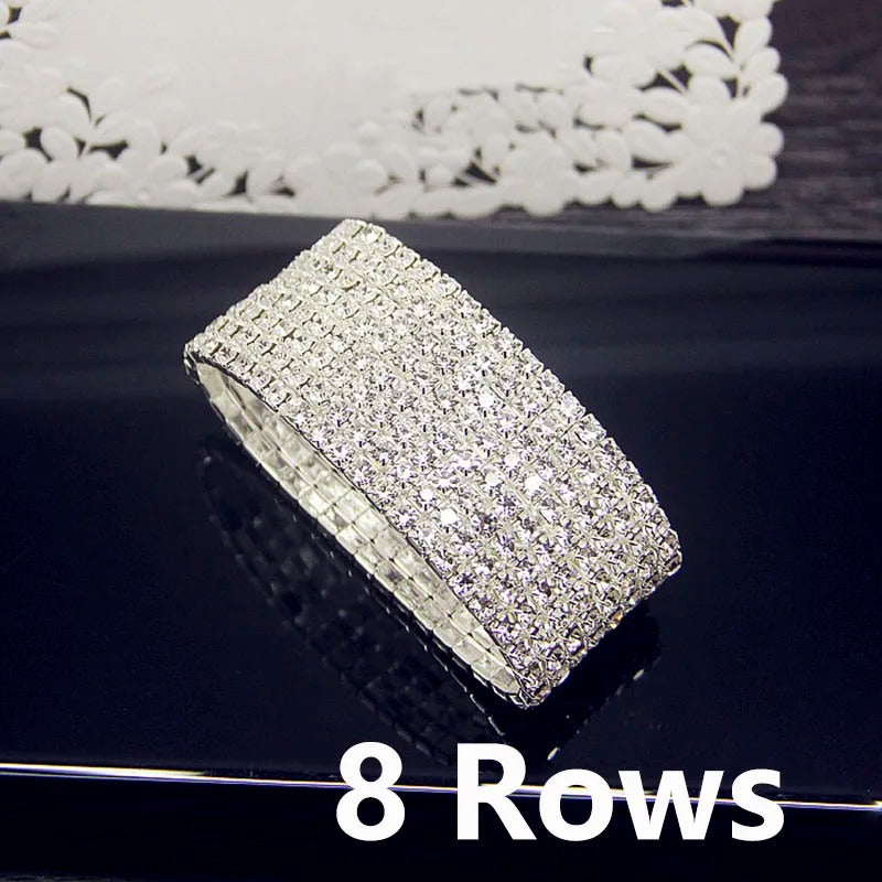 Luxury White Zircon Crystal Elastic Bracelet Bling Iced Out Jewelry