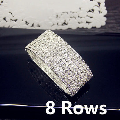 Luxury White Zircon Crystal Elastic Bracelet Bling Iced Out Jewelry
