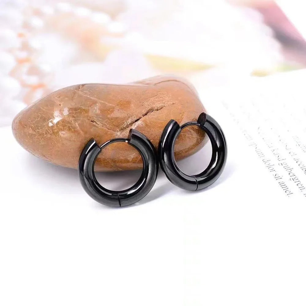 Geometric Circle Hoop Earrings Gold Stainless Steel Unisex