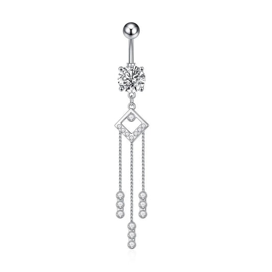 Trendy Angel Belly Button Rings Stainless Steel Zircon Butterfly for Women Body Belly Jewelry Pendant