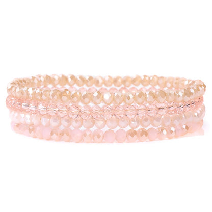 4Pcs/set Shinning Crystal Beads Elastic Bracelet Colorful Crystal Glass Beaded Bracelet Bangles Set For Women