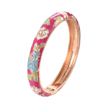 Women’s Enameled Flower Bracelet African Indian Chinese Jewelry