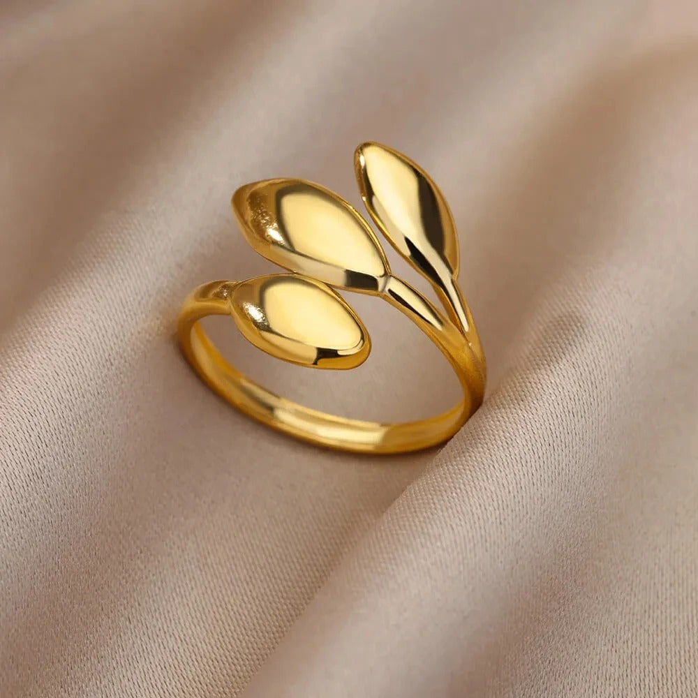 Stainless Steel Rings for Women Gold Color Multilayer Geometric Open Ring Vintage Waterproof Wedding Aesthetic Jewelry Gift.