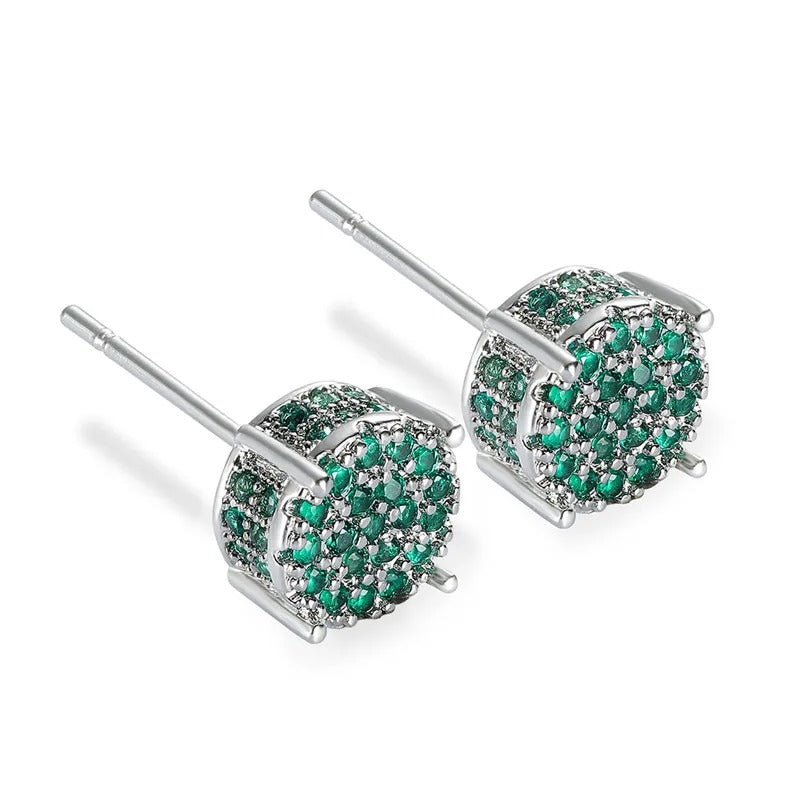 Elegant Austrian Crystal Stud Earrings White Gold Yellow Gold Jewelry Women
