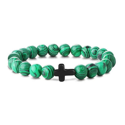 Natural Stone Wood Bead Rosary Bracelet for Women Jewelry