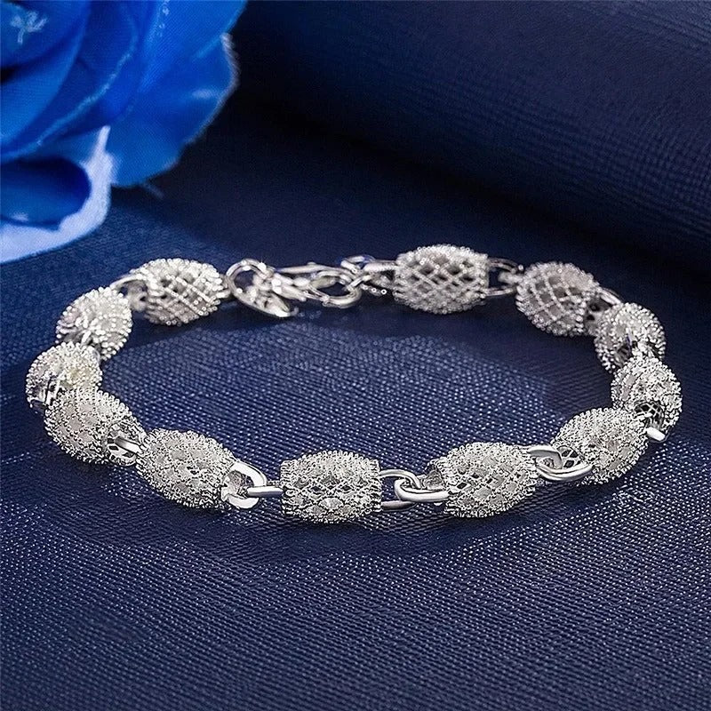 Luxury Designer Sterling Silver Bead Bracelet Women Party Jewelry
