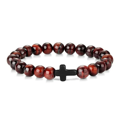 Natural Stone Wood Bead Rosary Bracelet for Women Jewelry
