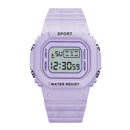 Sports Watch Girls Student LED Electronic Watch Colorful Women Square Digital Watches Waterproof Rubber Clock