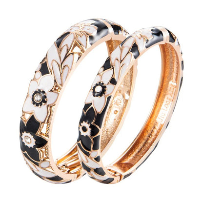 Double Enamel Bangle Set Women Jewelry Indian Dubai Trendy Metal Bracelet