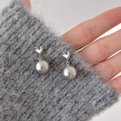 Silver Drop Earrings Hoop Pearl Leaf Vintage Irregular For Women Girl Gift Fashion Jewelry