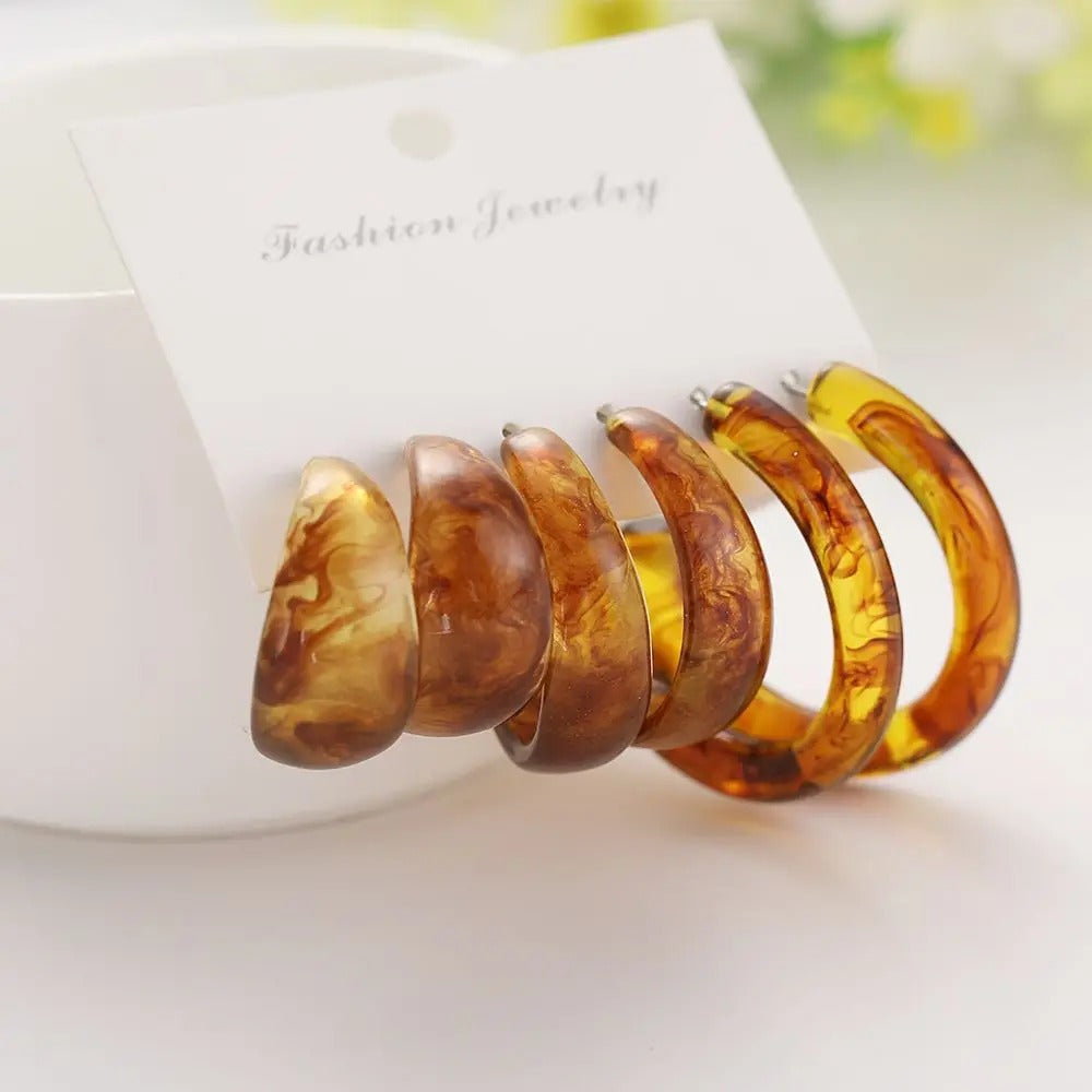 Fashion Big Circle Acrylic Earrings Set For Women Girls Geometric Colorful Resin Hoop Drop Earrings Set of Earrings Jewelry