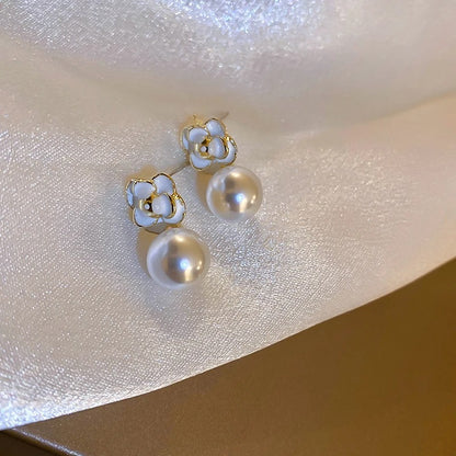Elegant Micro Set Zircon Bowknot Pearl Pendant Earrings 2025 New Design Jewelry for Womens Girls Fashion Ear Accessories