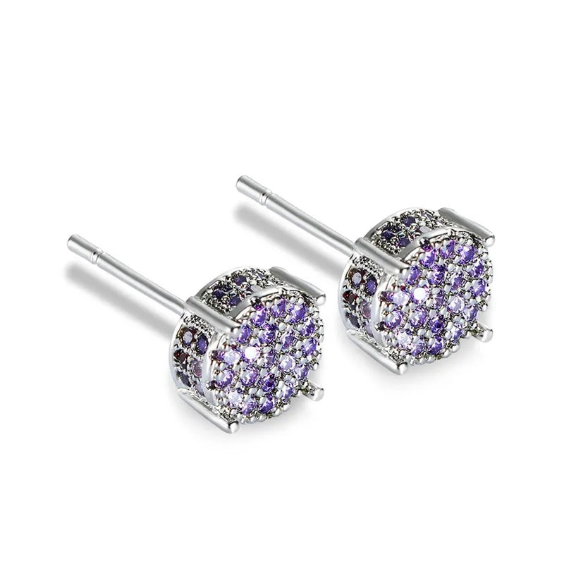 Elegant Austrian Crystal Stud Earrings White Gold Yellow Gold Jewelry Women