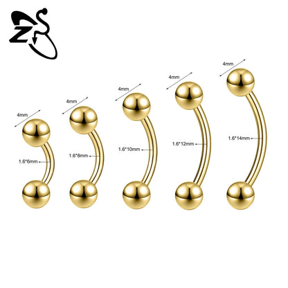 1PC Internal Thread Stainless Steel Belly Button Ring Curved Navel Rings Helix Cartilage Piercings Jewelry