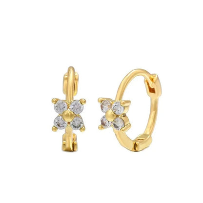 Europe Double Layered Zircon Hoop Earrings For Women Gold Silver Color Personality Punk Earring Party Jewelry Gifts