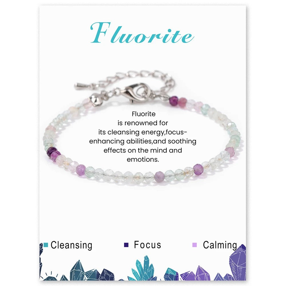 Amethyst & Quartz Faceted Stone Bracelet Reiki Healing Jewelry