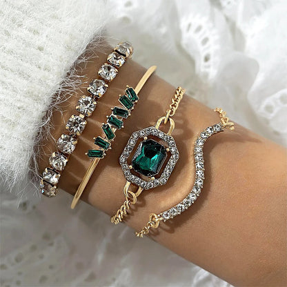 Fashionable Snake Gemstone Bangle Bracelet Set for Women Birthday Party