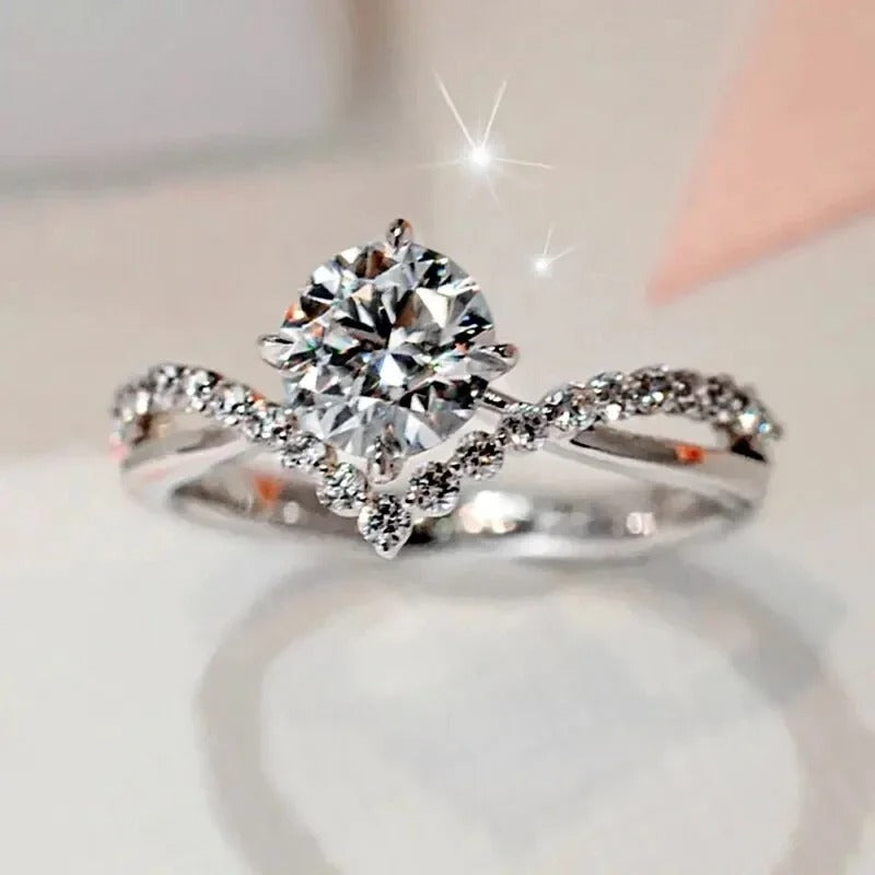 Wedding Band Eternity Rings Women Brilliant Round Zirconia Luxury Engagement Rings Thin Elegant Female Jewelry