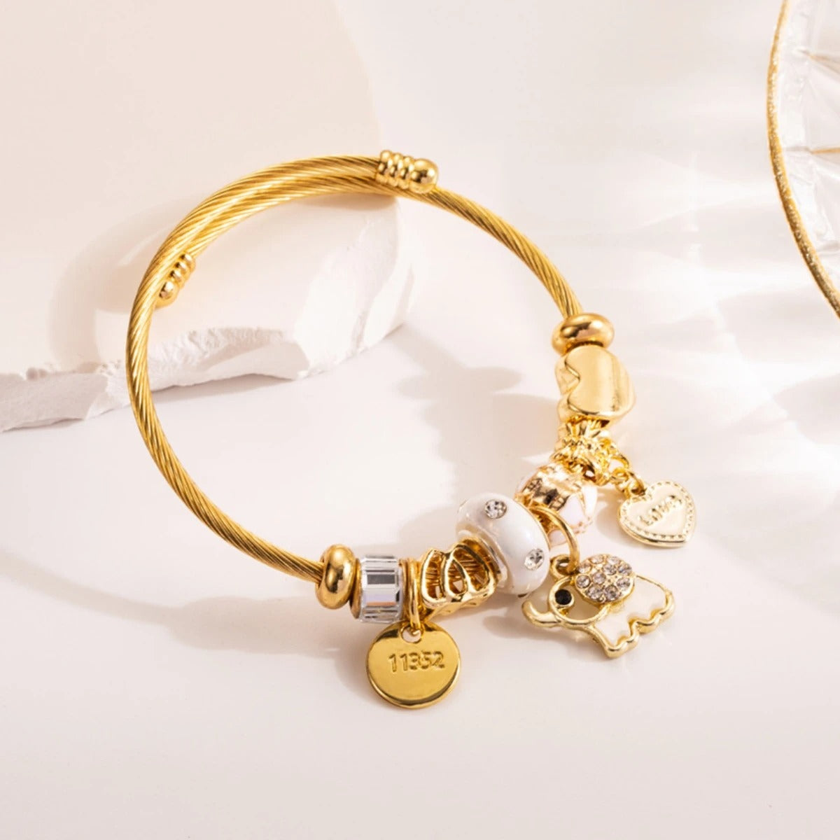 Stainless Steel Beaded Love Bracelet Trendy Women’s Jewelry