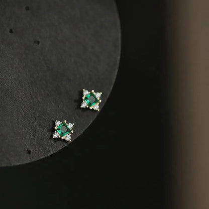 Silver Needle Simple Shiny Zircon Earrings Gold Plating Jewelry Crystal Stud Earrings Women.