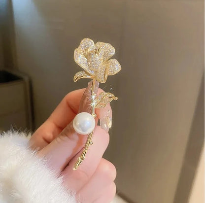 Fashion Green Yellow Leaves Flower Bouquet Wheat Ear Brooch for Women Creative Rhinestone Pin Suit Clothing Jewelry Accessories