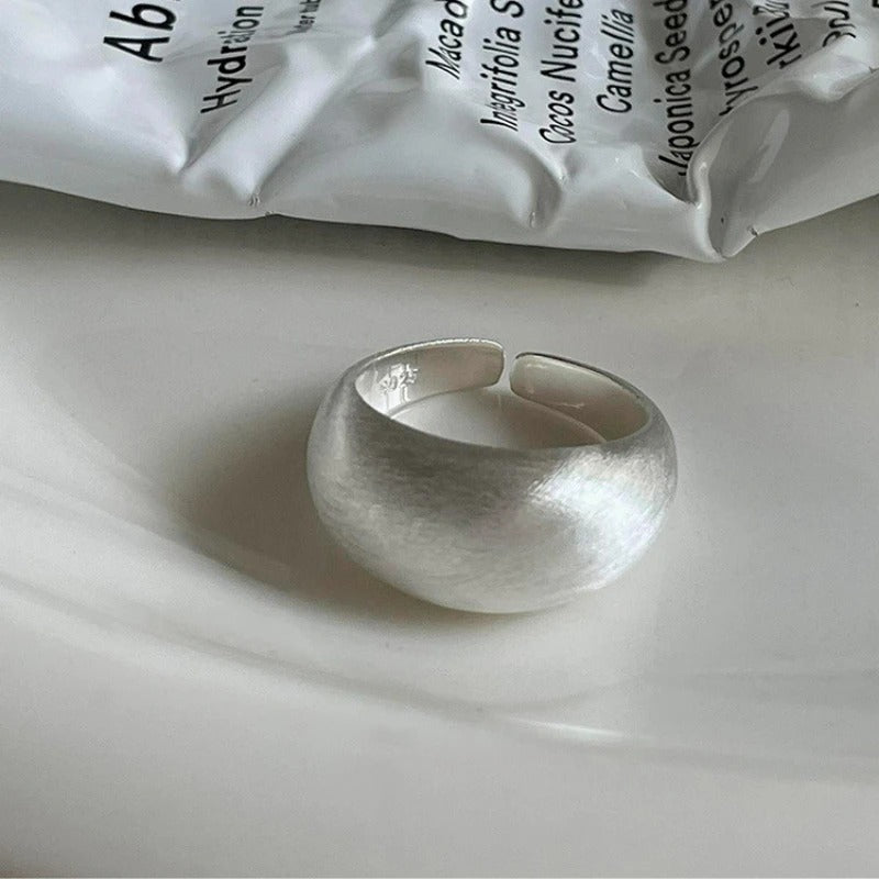 Silver Unique Oval Big Simple Ring For Women Jewelry Finger Adjustable Open Vintage Ring For Party Birthday Gift