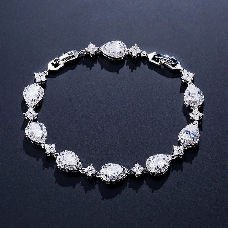 ZAKOL Water Drop Zircon Bracelet Elegant Bridal & Party Jewelry for Women