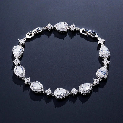 ZAKOL Water Drop Zircon Bracelet Elegant Bridal & Party Jewelry for Women