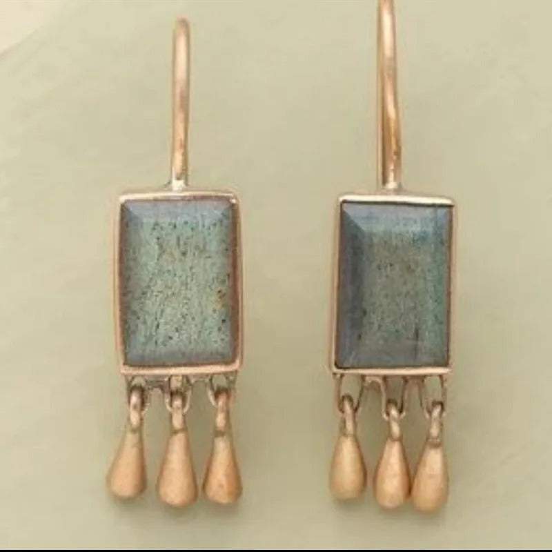 Dazzling Gold Color Square Whhite Stone Earrings Dangle Earrings for Women Jewelry