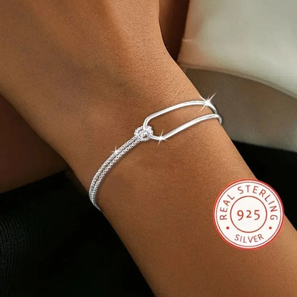 S925 Silver Minimalist Geometric Bracelet – Elegant Women’s Jewelry, Perfect Birthday & Christmas Gift