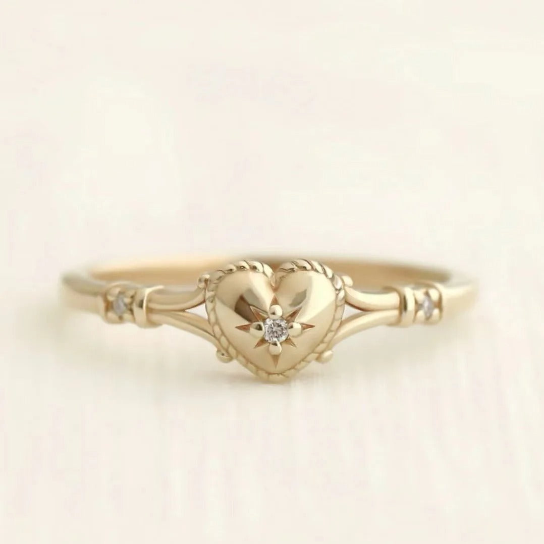 Hot Selling Gold Plated Stainless Steel Rings For Women Heart Ring Jewelry Accessories
