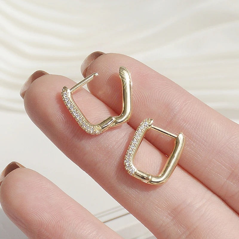 New Simple Exquisite 14K Plated Gold Ear Clip Earrings for Femme Pave Inlaid Zirconia High Quality Round Earring