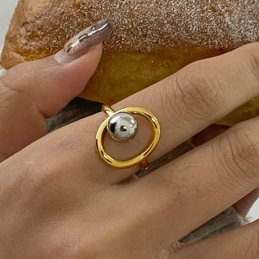 Yori Popular Stainless Steel Metal Geometric Hollow Ring 18 K PVD Plated Jewelry Trendy Opening Ring бижутерия для женщин Gift