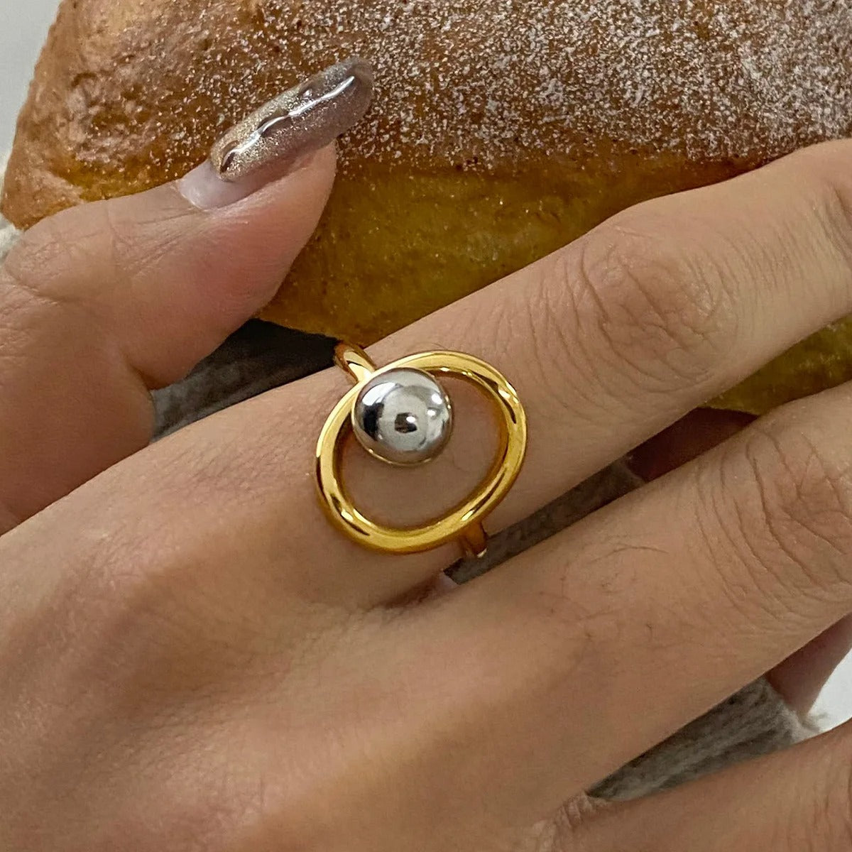 Yori Popular Stainless Steel Metal Geometric Hollow Ring 18 K PVD Plated Jewelry Trendy Opening Ring бижутерия для женщин Gift