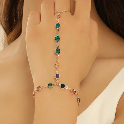 Vintage Emerald Blue Crystal Bracelet & Ring Set Women’s Jewelry
