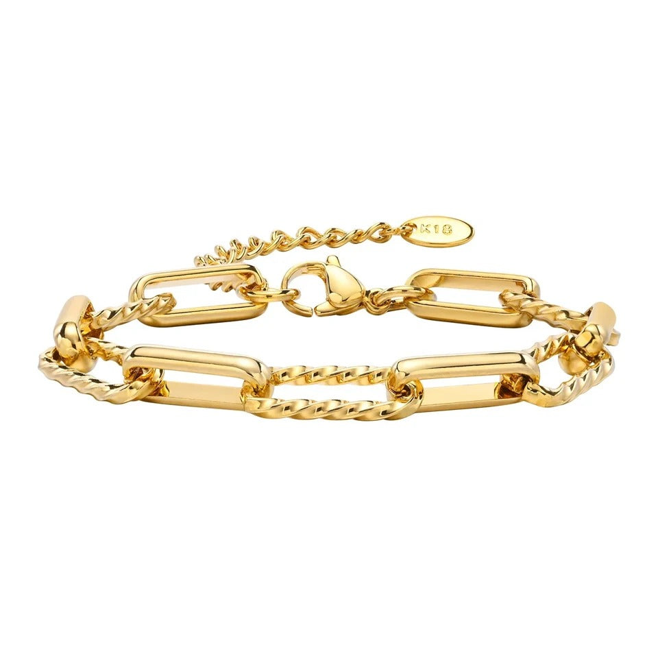 ZAKOL Gold Paperclip Chain Bracelet with Rectangle Charm