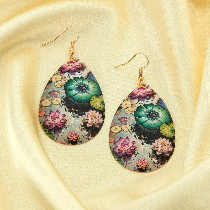 New Fashion Lotus Drop Earrings Women Banquet Party Jewelry