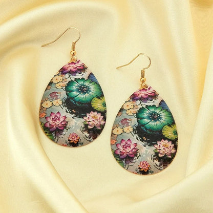 New Fashion Lotus Drop Earrings Women Banquet Party Jewelry