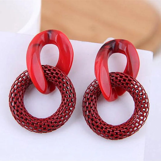 European Acrylic Chain Dangle Earrings Women Big Circle Jewelry