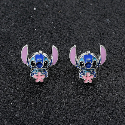 1 Pair Cartoon Stitch Earrings Cute Delicate Jewelry for Girls