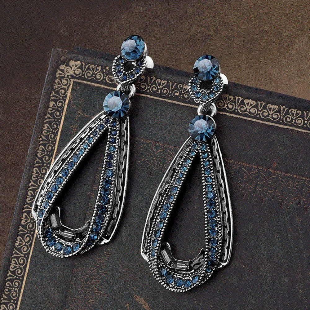 Women’s Ethnic Blue Stone Earrings Anniversary Gift for Wife