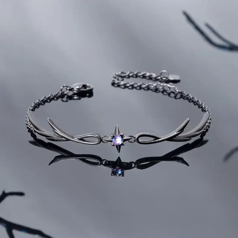 Zircon Star & Dark Angel Wings Bracelet Gothic Women’s Jewelry Gift