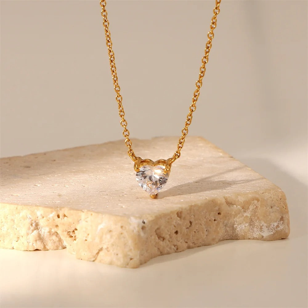 Punk Small CZ Zircon Heart Pendant Female Gold Color Stainless Steel Clavicle Choker Chain Necklace for Women Jewelry Gift 2025